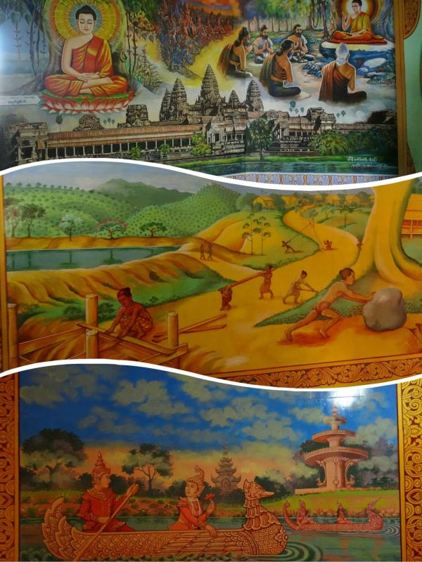 Fresque d'Angkor Wat et monde des hommes